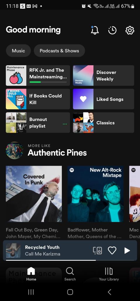 spotify app home page